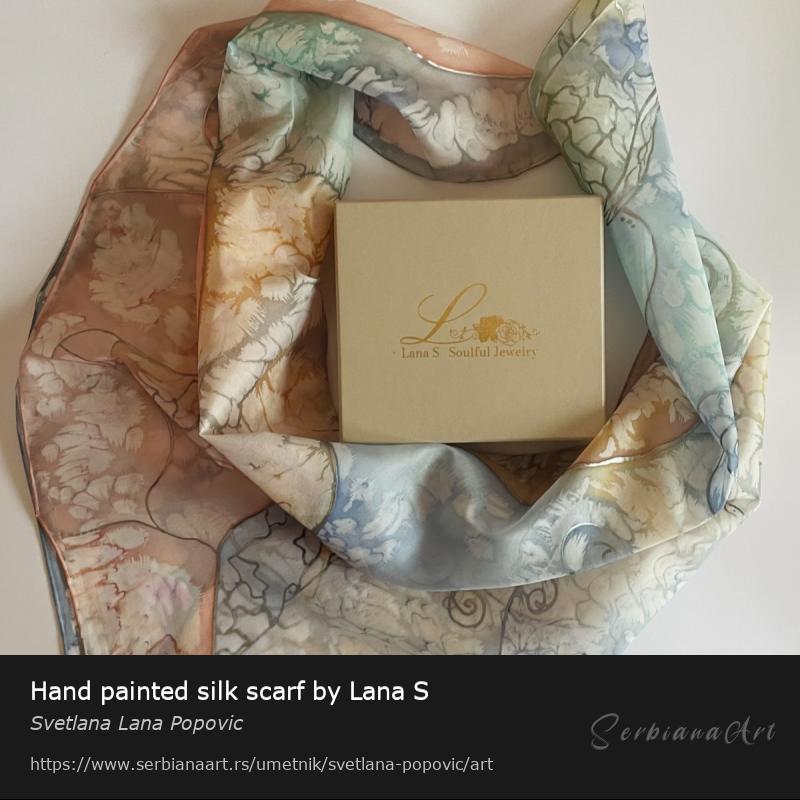 Hand painted silk scarf by Lana S, Textile & Apparel/Silk, Svetlana Lana Popovic