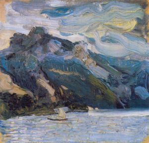 Lake Traunsee with mountains