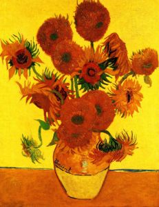 Still Life Vase with Fifteen Sunflowers