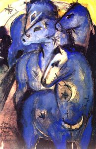 Tower of blue horses