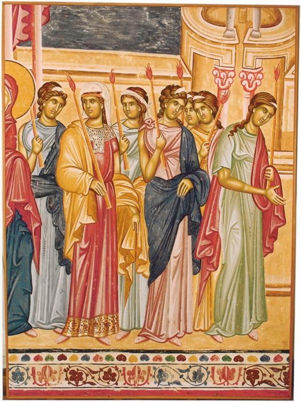 Serbia, Studenica, The girls with candles, copy of the fresco