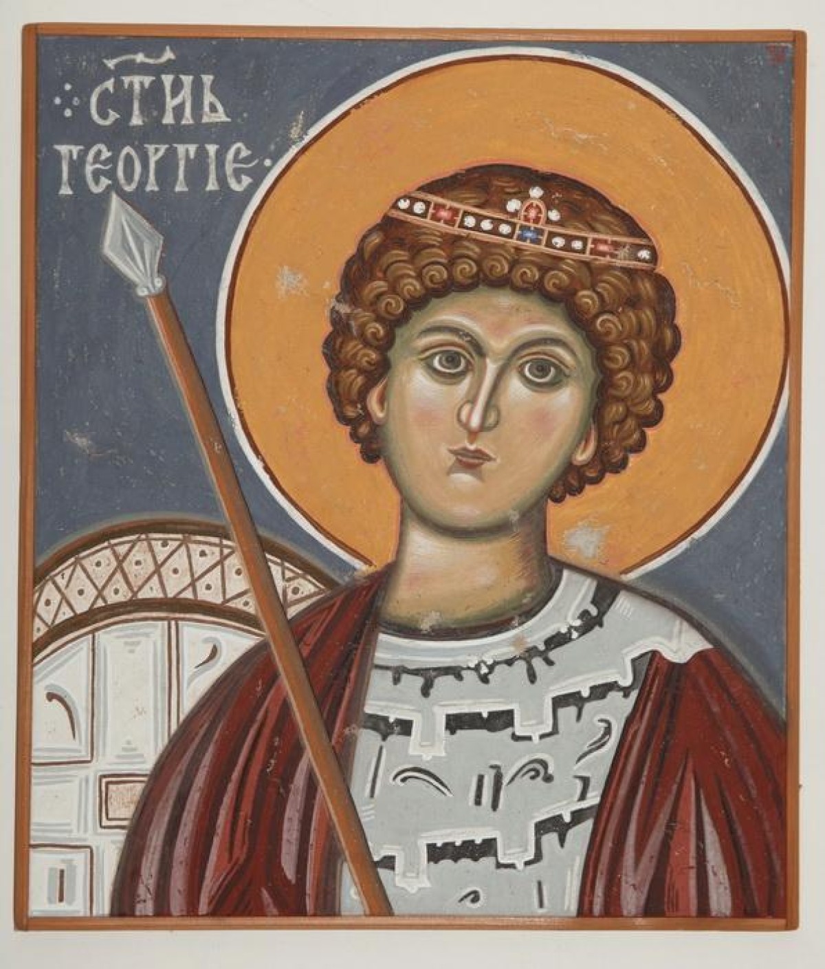 Serbia, Church in Karan, The Saint George, detail, copy of the fresco