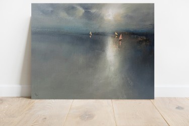 Harbor of destroyed dreams - Sparks in the morning haze, painting Grozdanovski Ivan