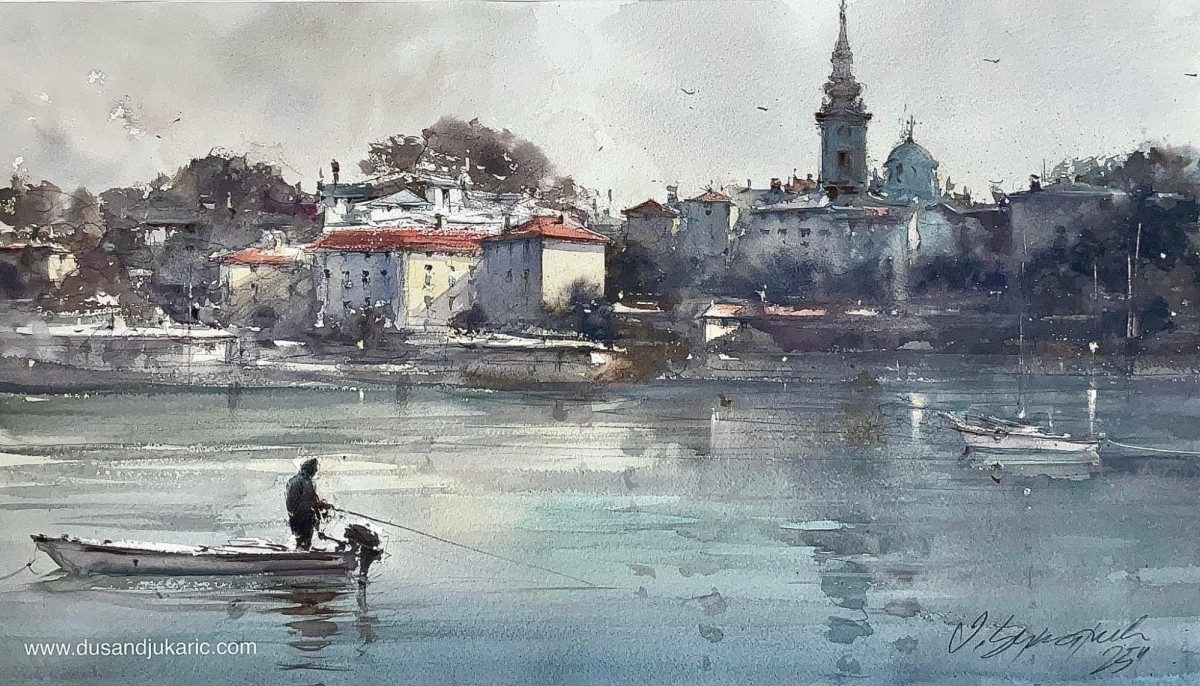 Fisherman on river Sava