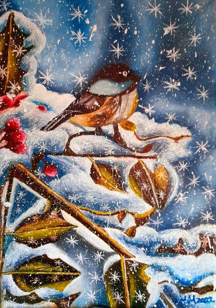 Sparrow in snow