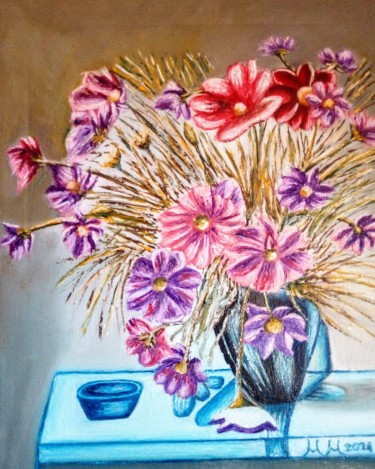 Flowers in blue vase by Marija Mitrovic
