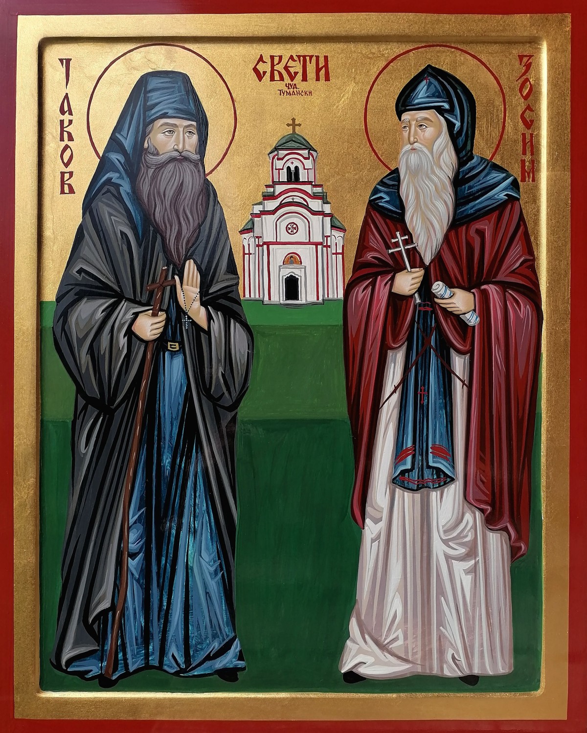Orthodox icon "Sveti Zosim i Jakov Tumanski " , dimensions 40X50 cm