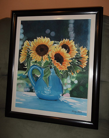 Sunflowers, painting Fekete Kormos Kinga