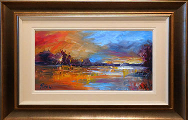 Sunset over the river, painting Petrić Gordan