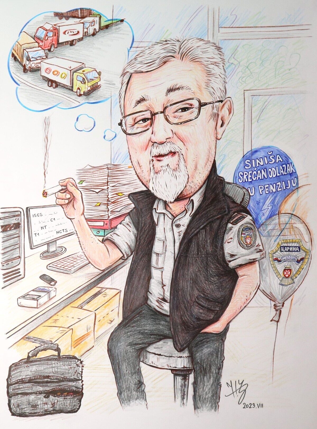 A RETIREMENT GIFT - PORTRAIT KARIKATURA