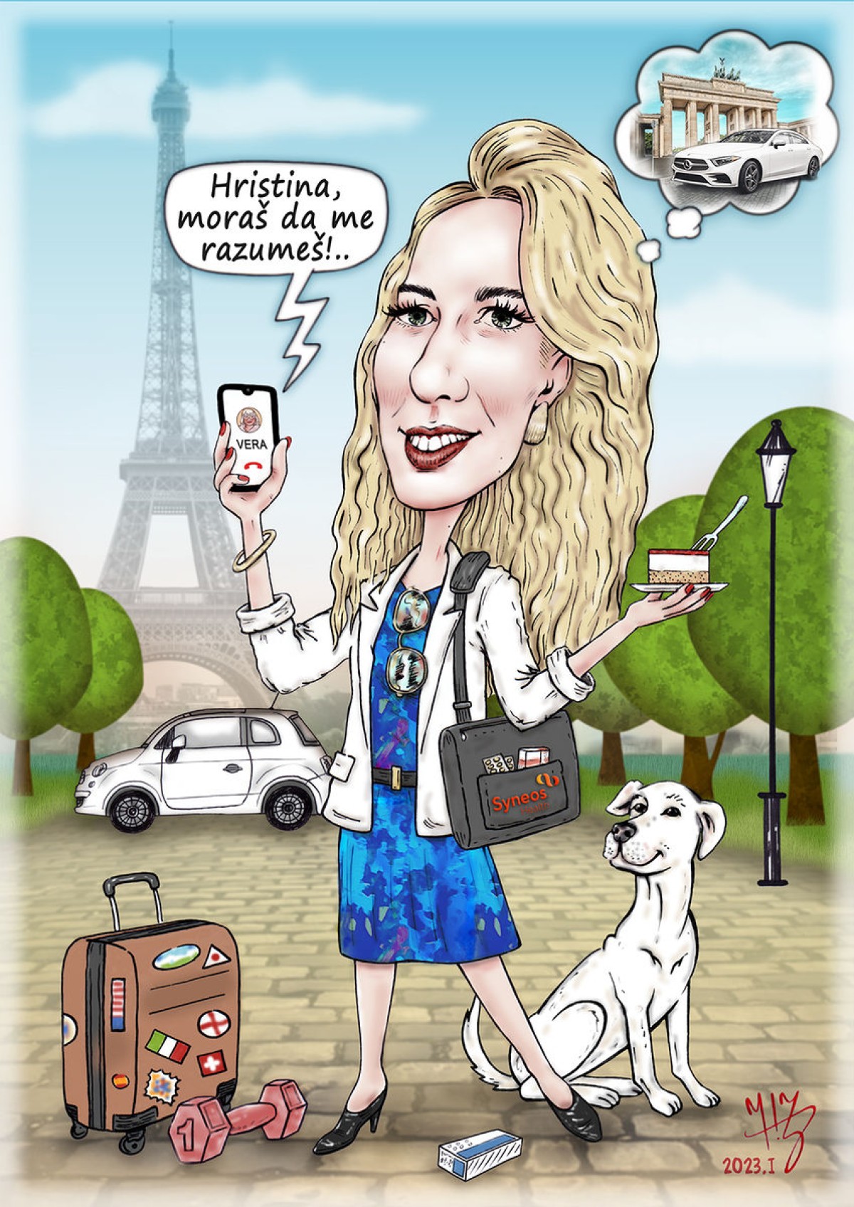 `Hristina in Paris` - portrait caricature