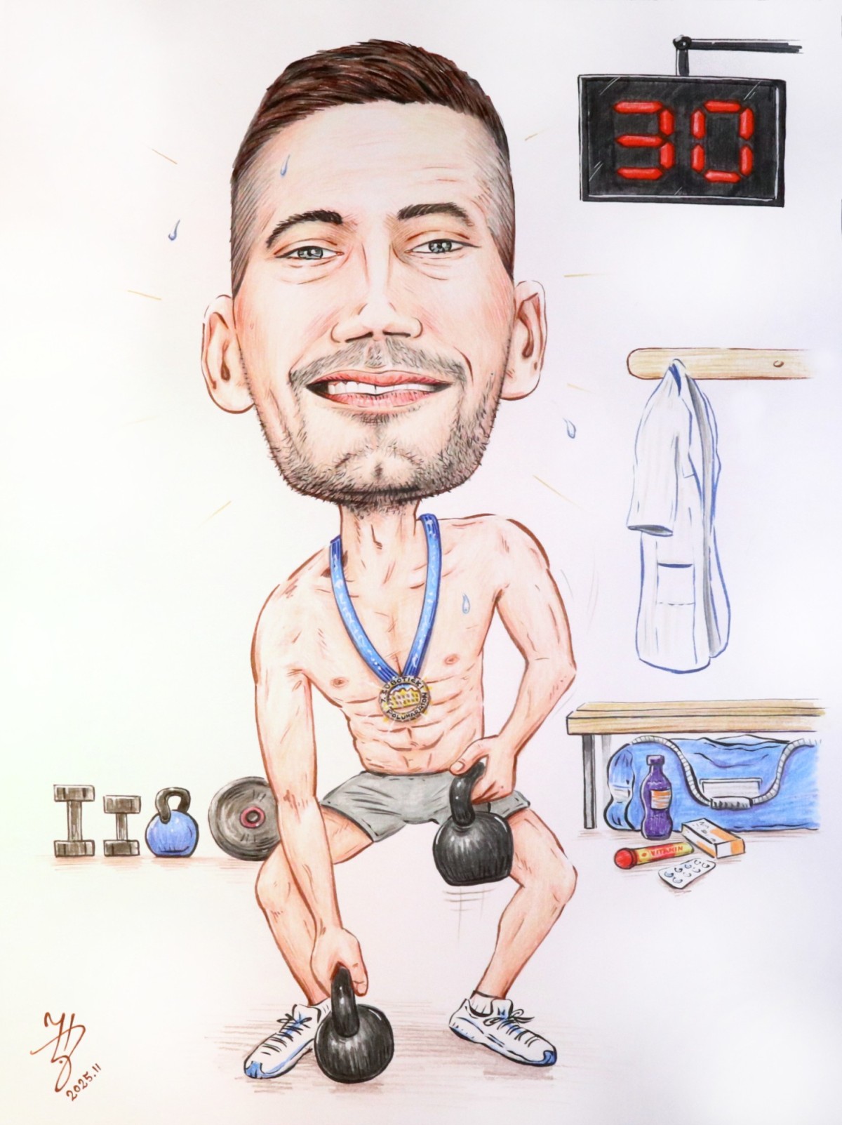 SRDJAN IS TRAINING - PORTRAIT CARICATURE