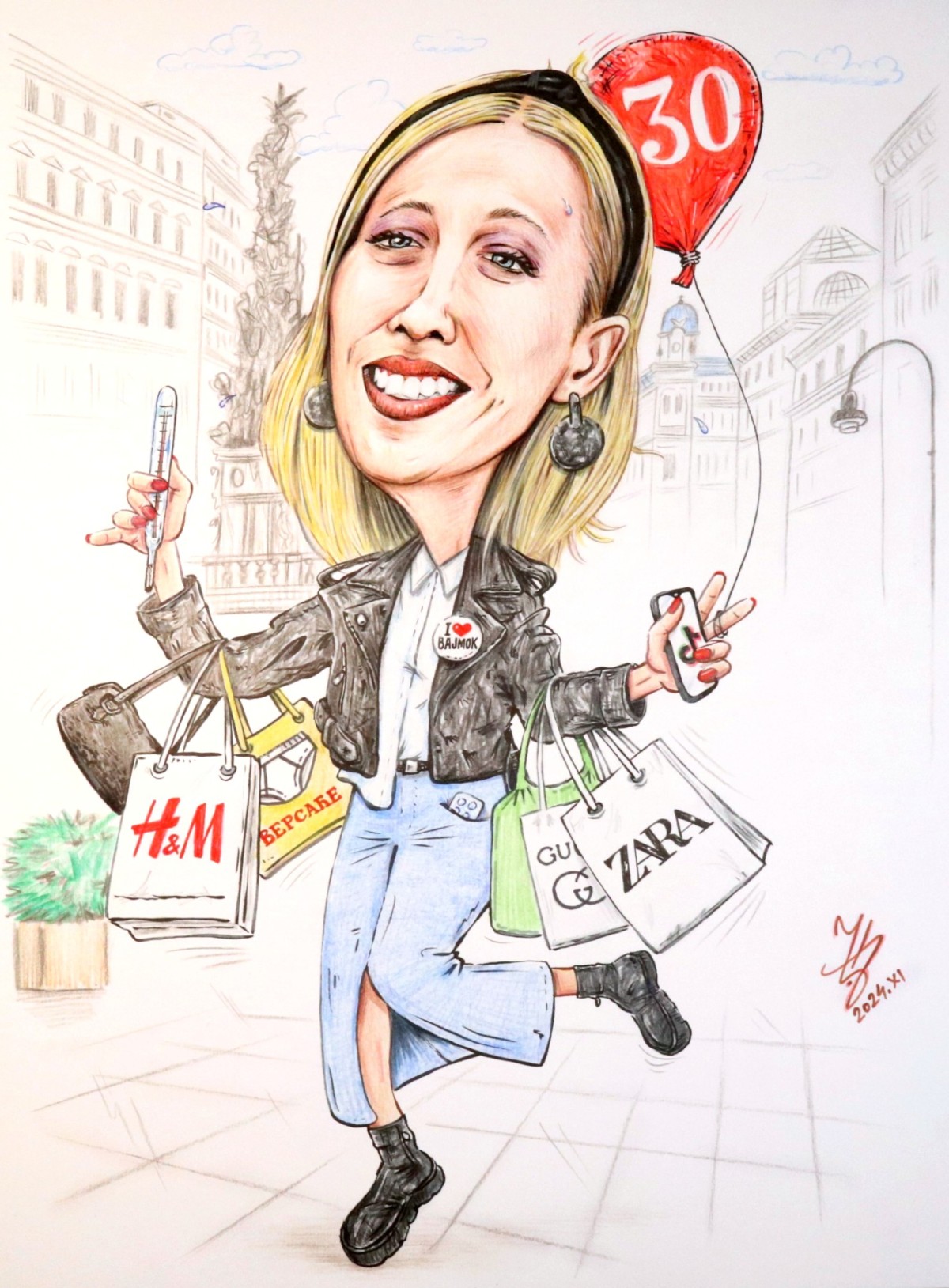 SARAH, FASHION LOVER - PORTRAIT CARICATURE
