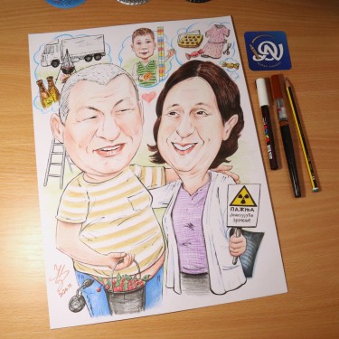 GRANDMA AND GRANDPA - PORTRAIT CARICATURE, painting DJUKAN ~ CARICATURES