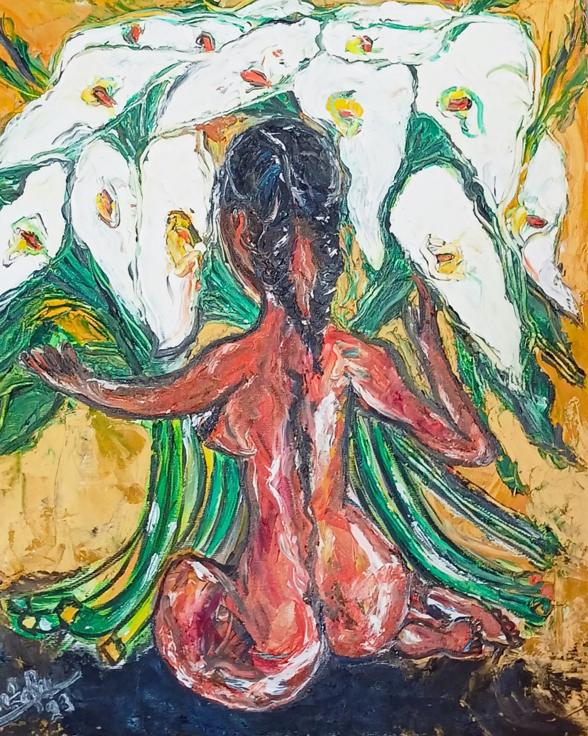 Woman with flowers