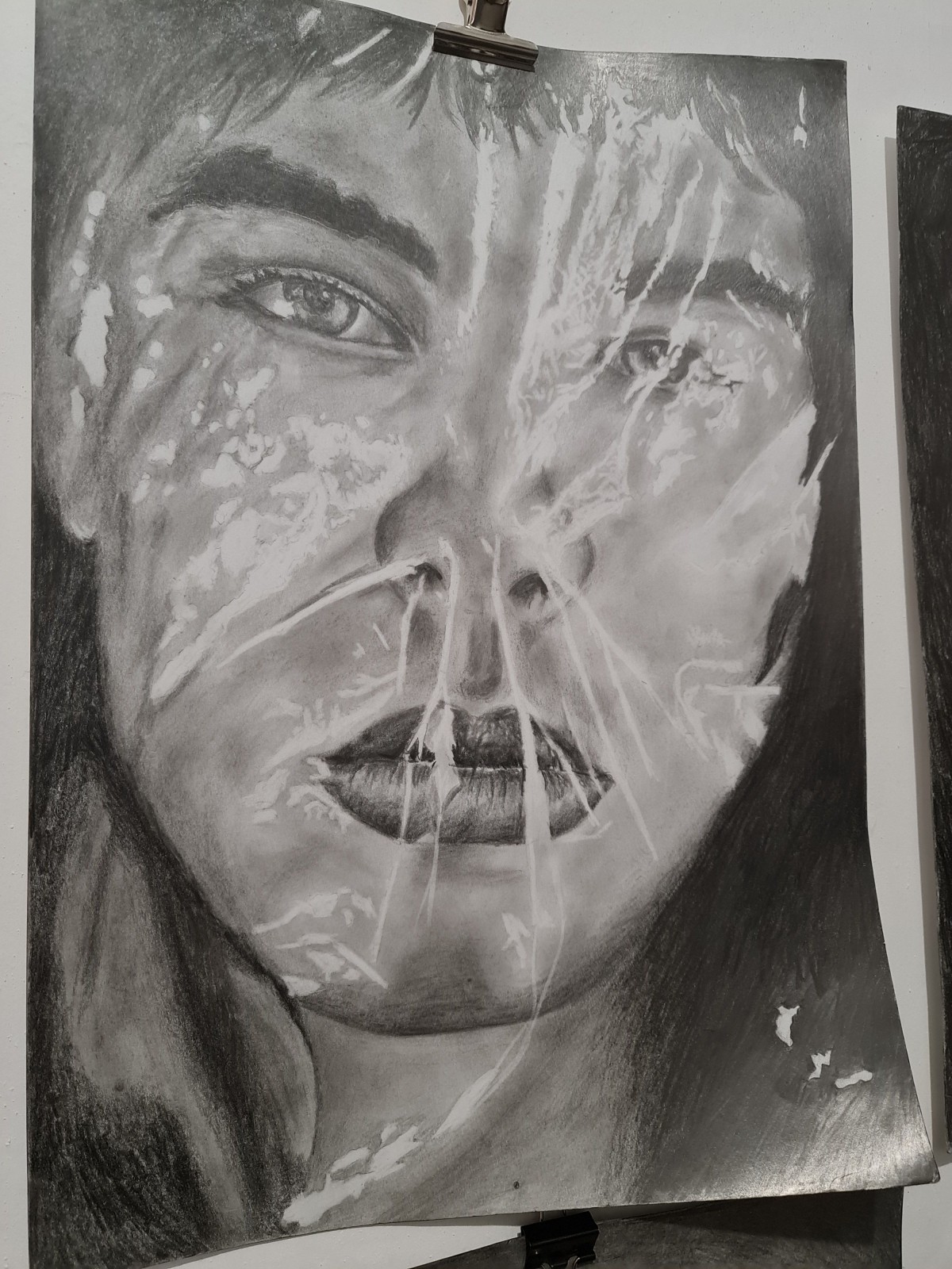Under cellophane