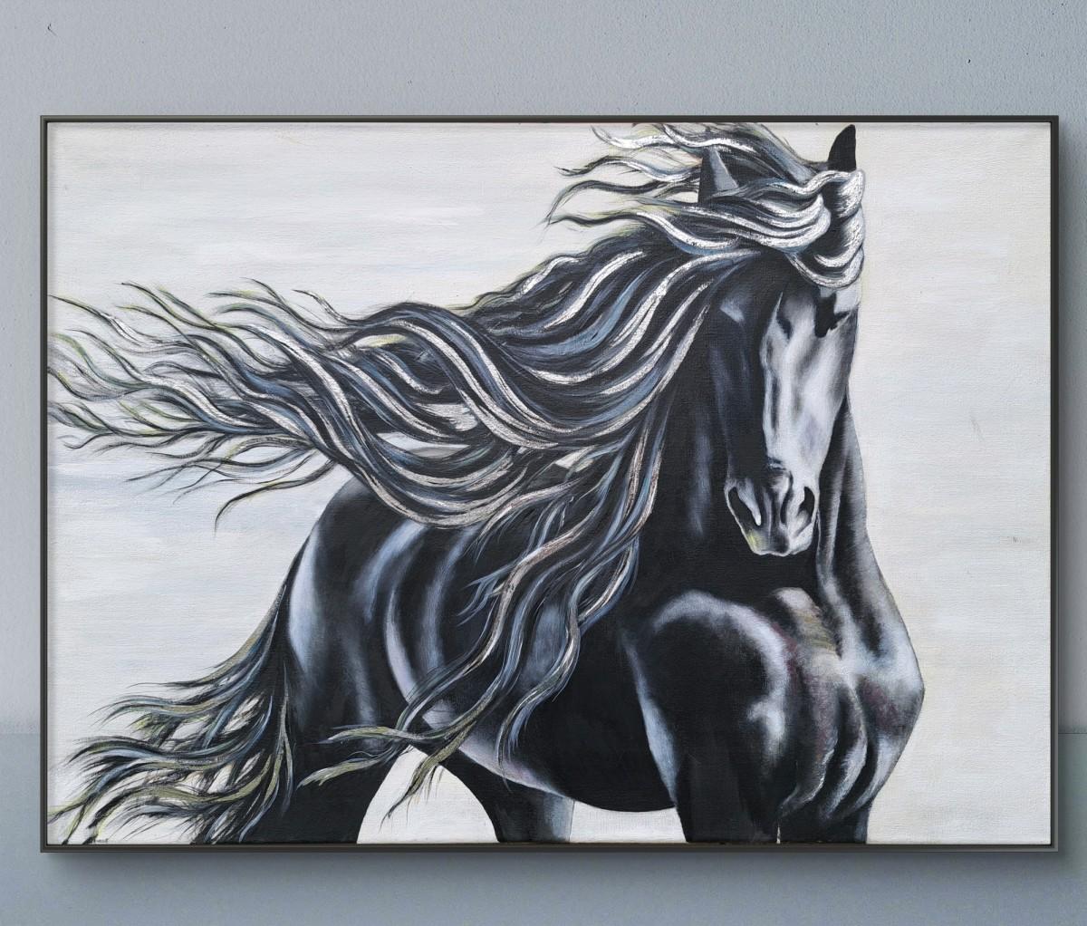 Horse with a silver mane