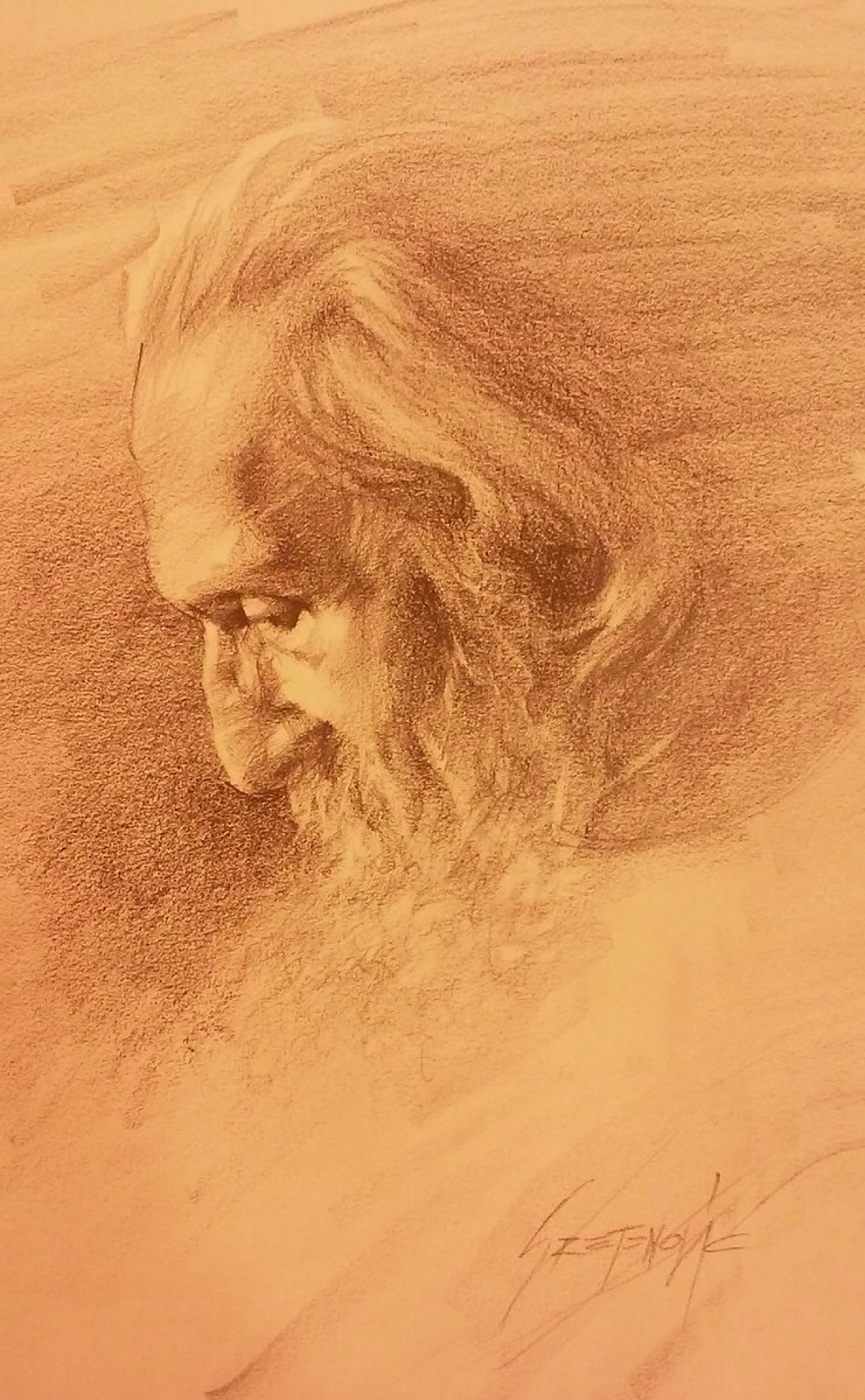 Portrait, Patriarch Pavle, drawing