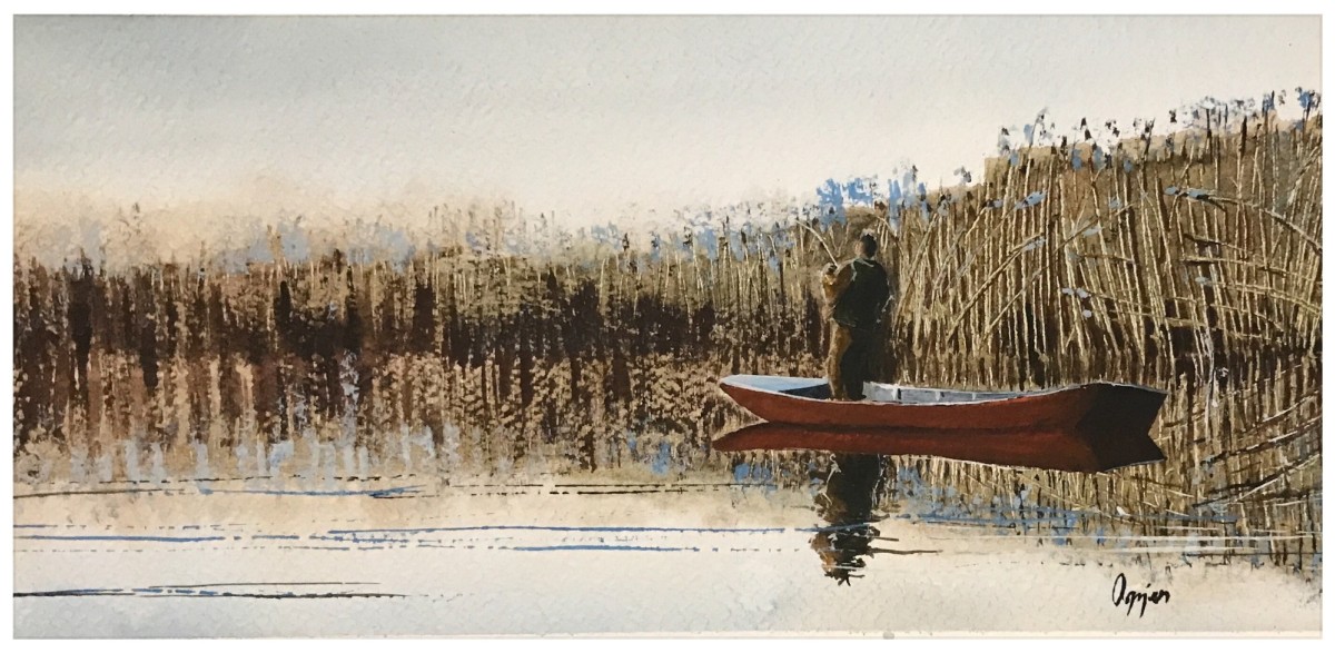 Fishing near reed
