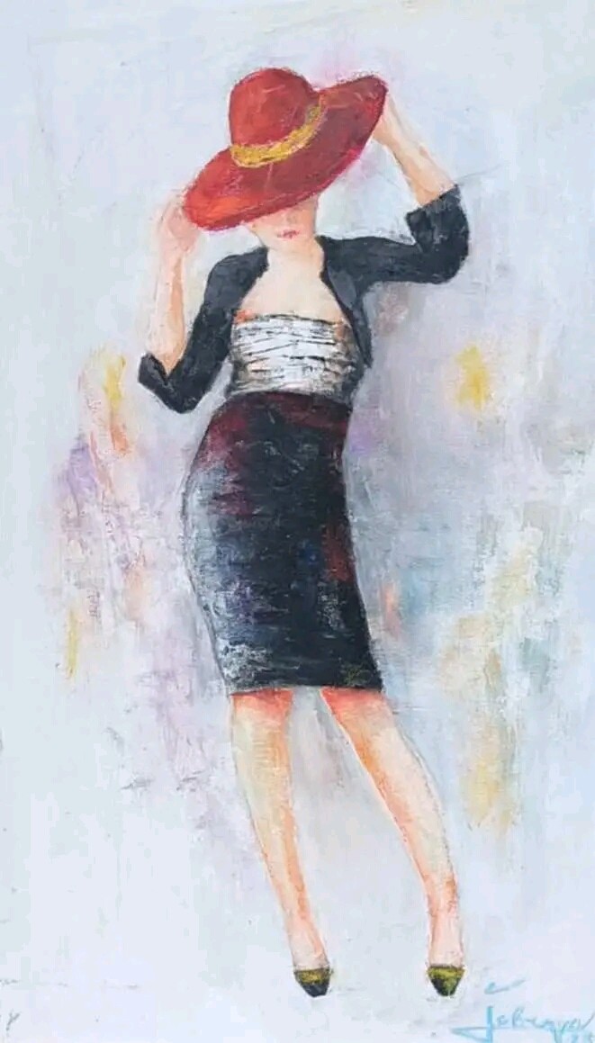 LADY WITH RED HAT