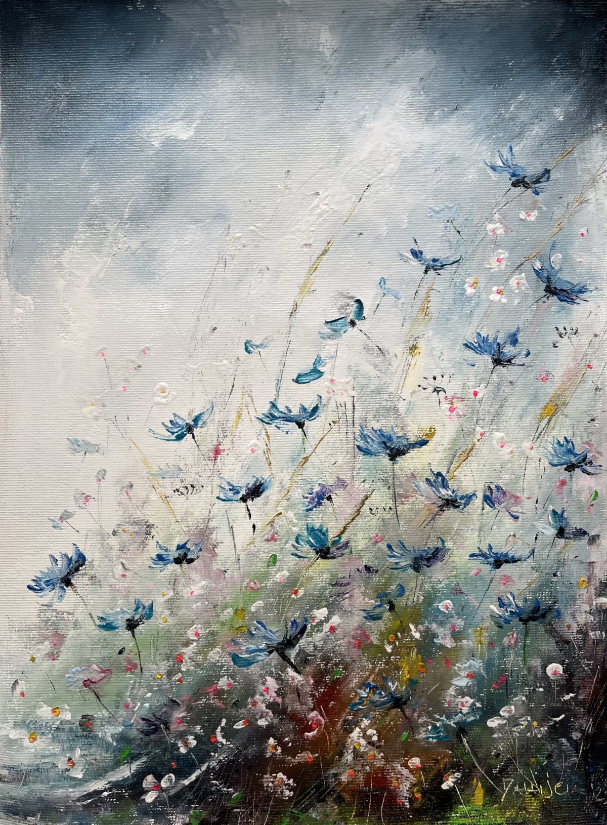 The blue flowers