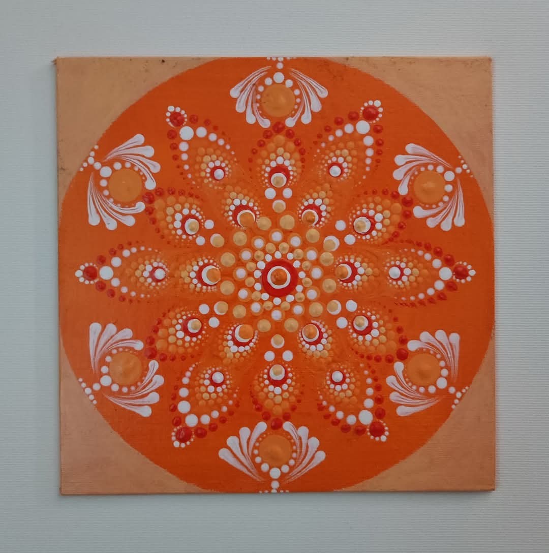 Mandala orange with white