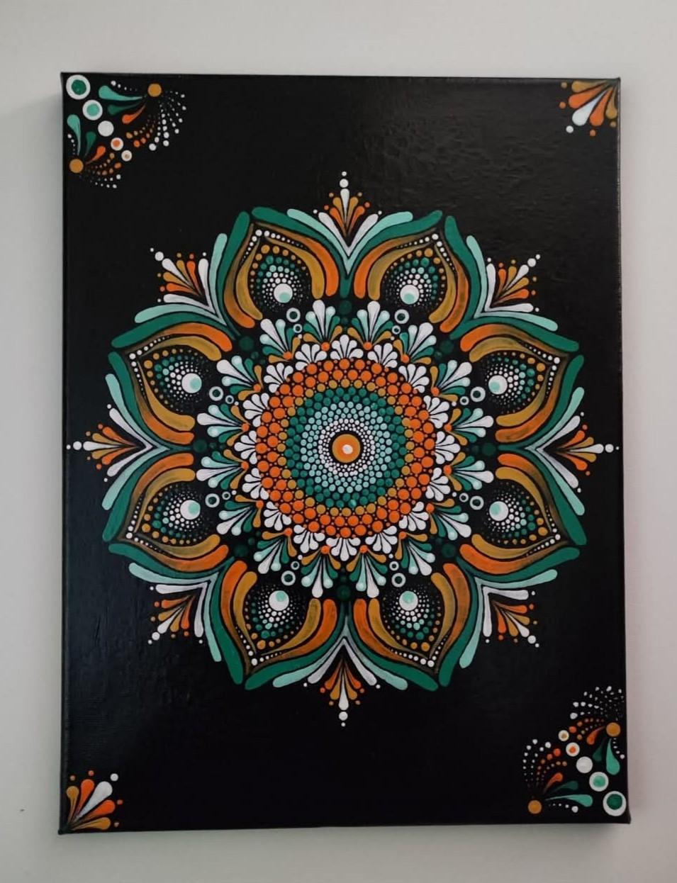 Mandala green and orange