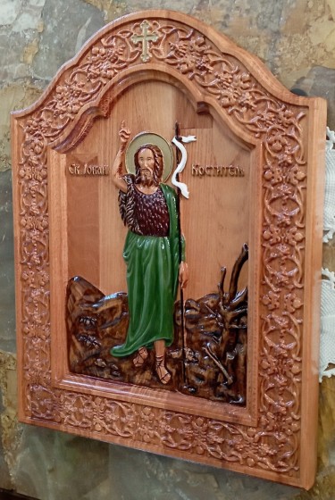 Icon of St John the Baptist, carving Danijela Markovic