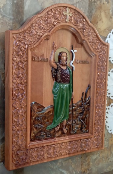 Icon of St John the Baptist, carving Danijela Markovic