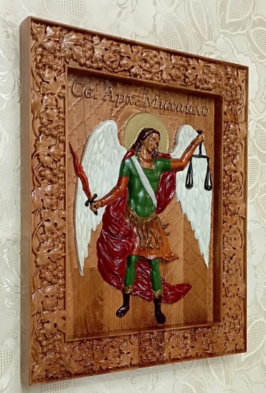 Icon of St  Archangel Michael, carving Danijela Markovic