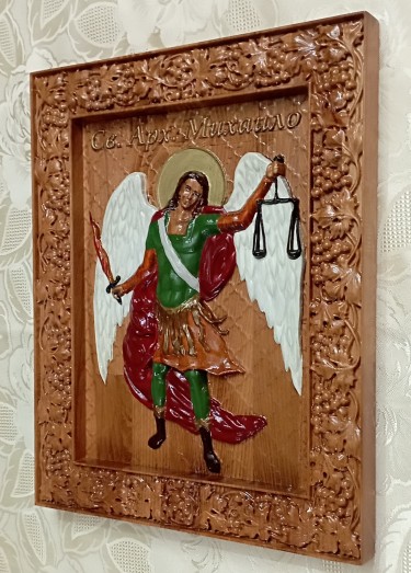 Icon of St  Archangel Michael, carving Danijela Markovic