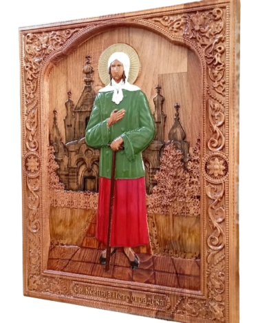 Icon of St Xenia of Petersburg, carving Danijela Markovic