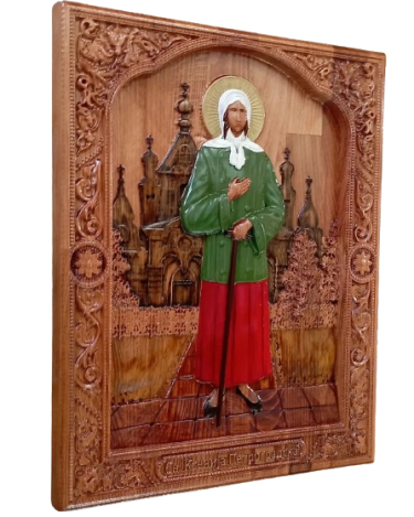 Icon of St Xenia of Petersburg, carving Danijela Markovic