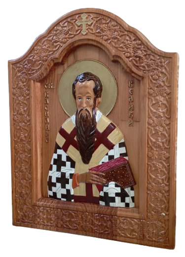 Icon of St Vasil the Great, carving Danijela Markovic
