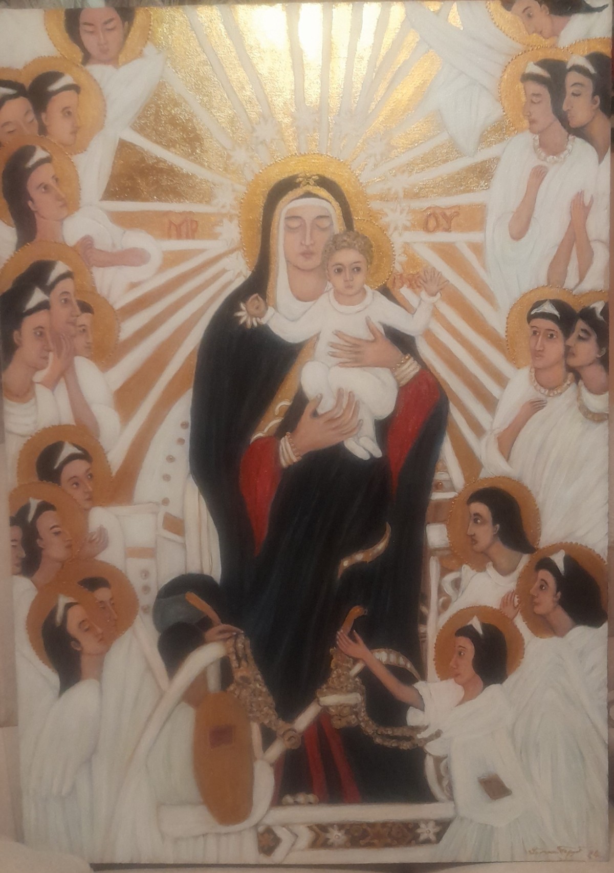 Venerable Mother of God with Jesus and angels