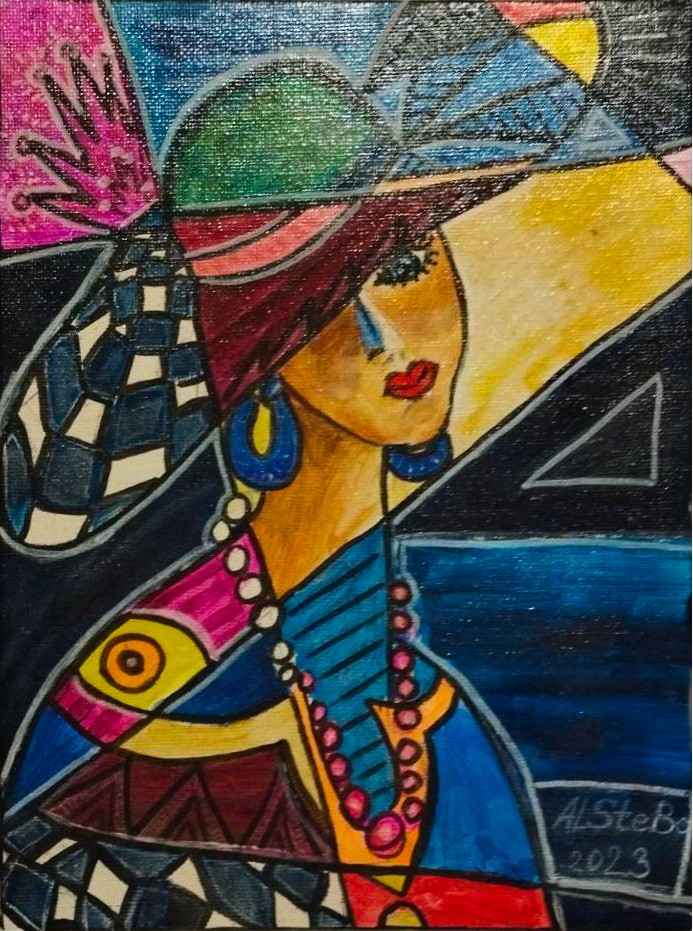 The lady with the blue earrings