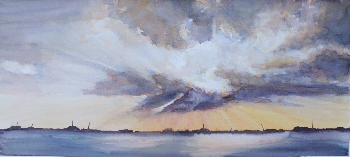 Sky- watercolor, 55x25cm