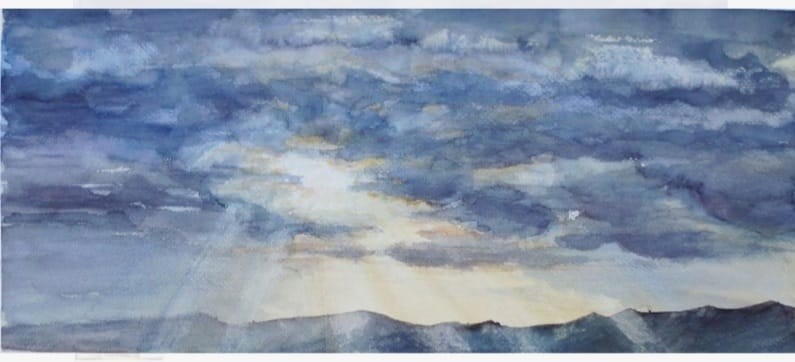 Sky2- watercolor, 55x25cm