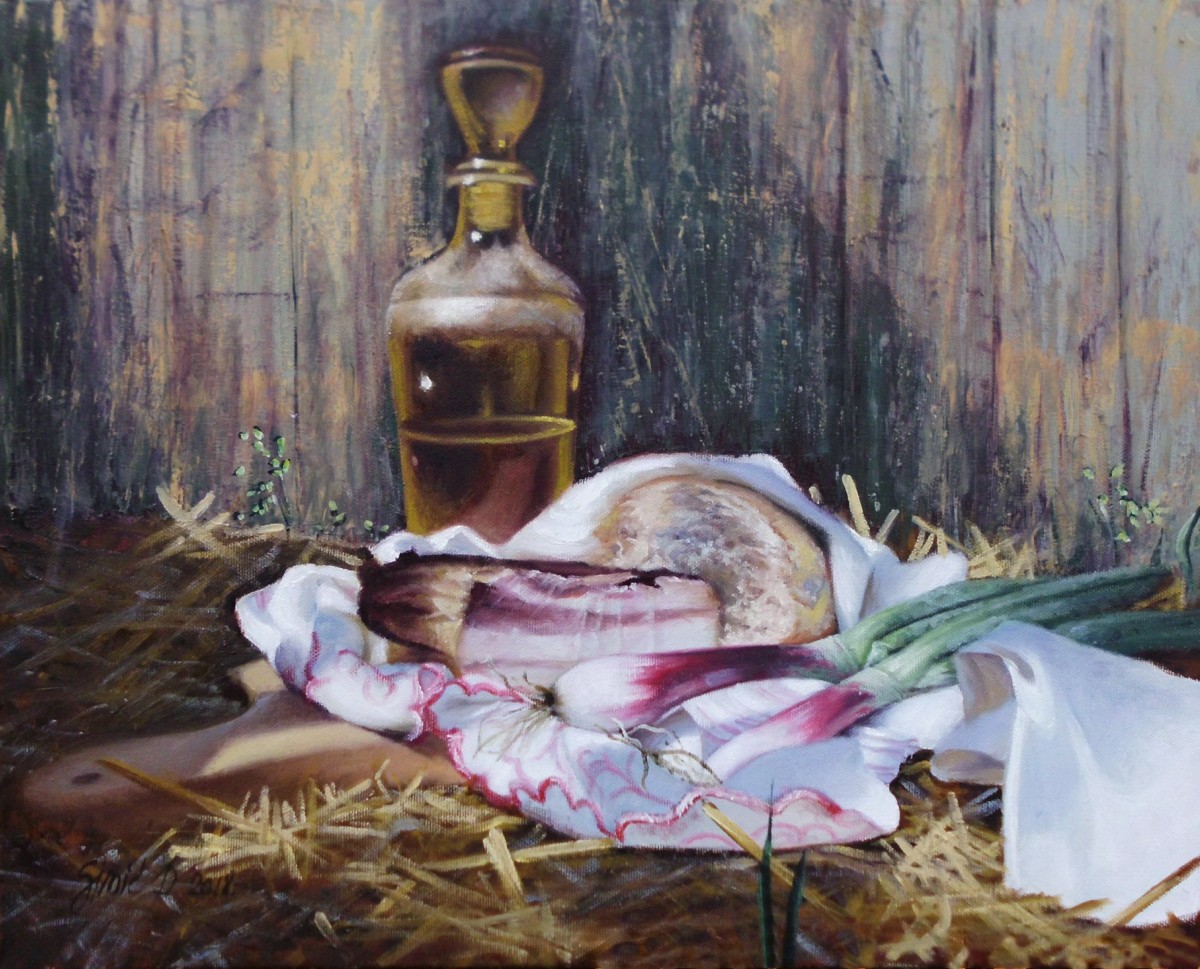 Still life with onions- oil on canvas 40x50cm