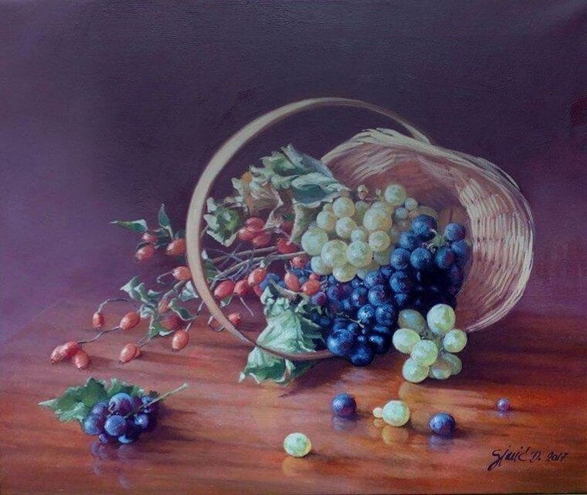Rosehips and grapes- oil on canvas 50x60cm