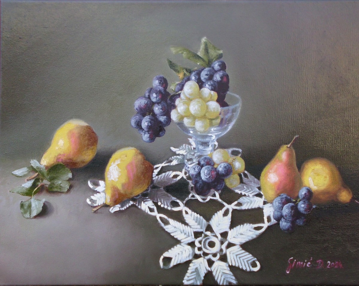 Still life with  fruits- oil on canvas, 35x45cm