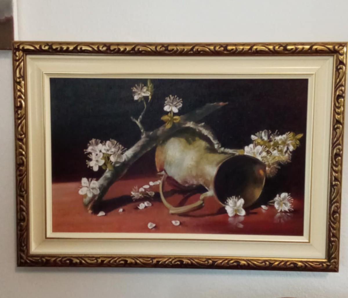 Plum blossom- framed oil on canvas 35x50cm