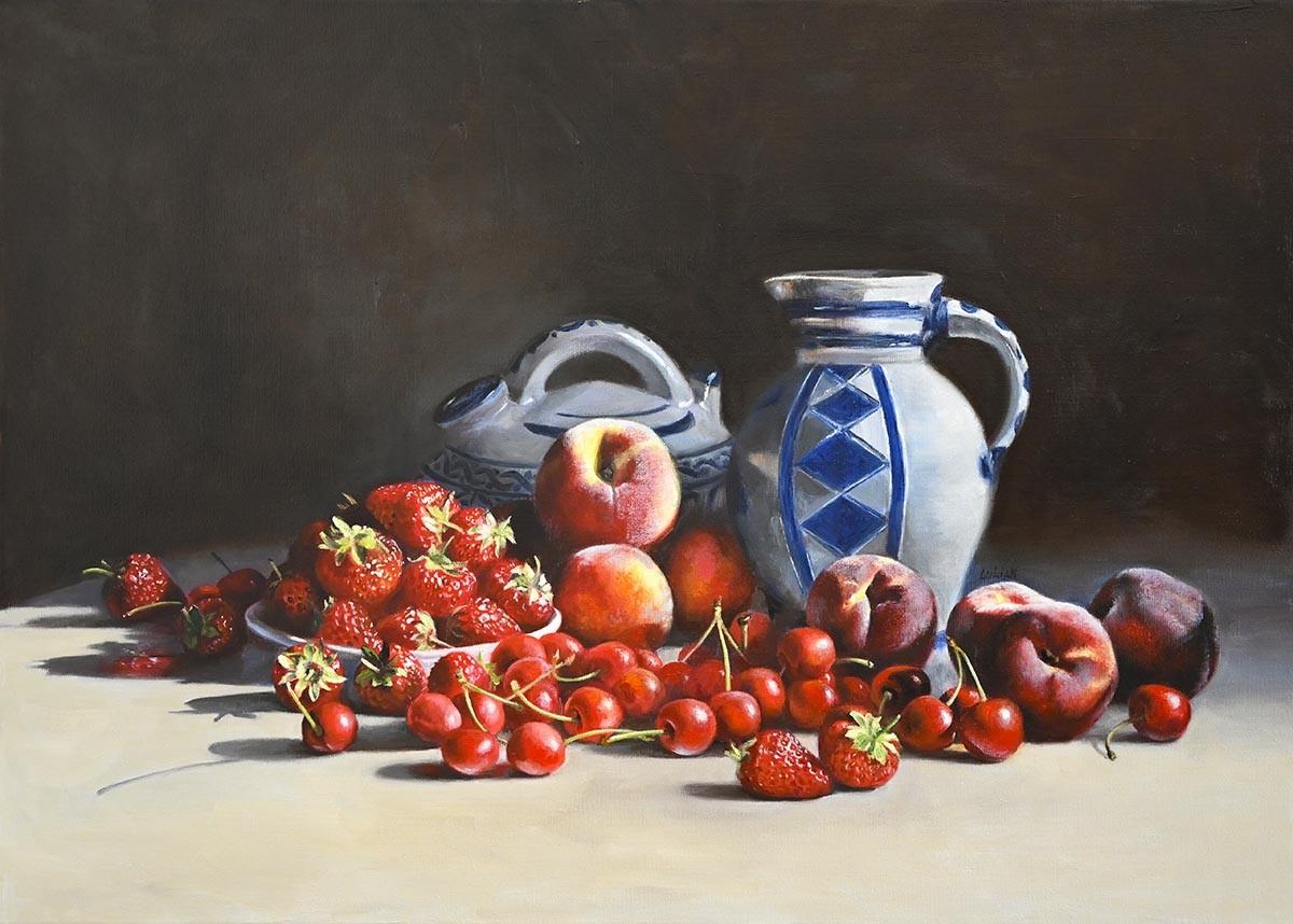 Antique Pitchers and Summer Fruits