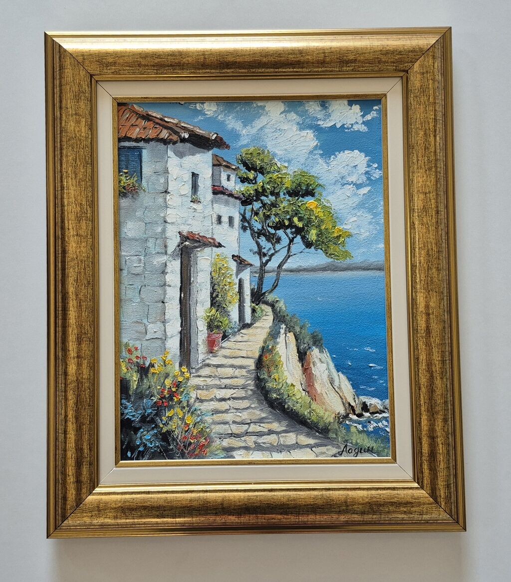 Oil on canvas - Mediterranean paradise, beautiful picture