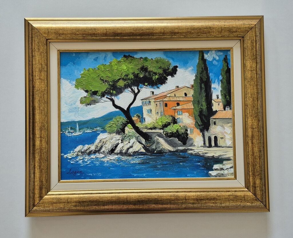 Oil on canvas - Coast of Italy, beautiful picture