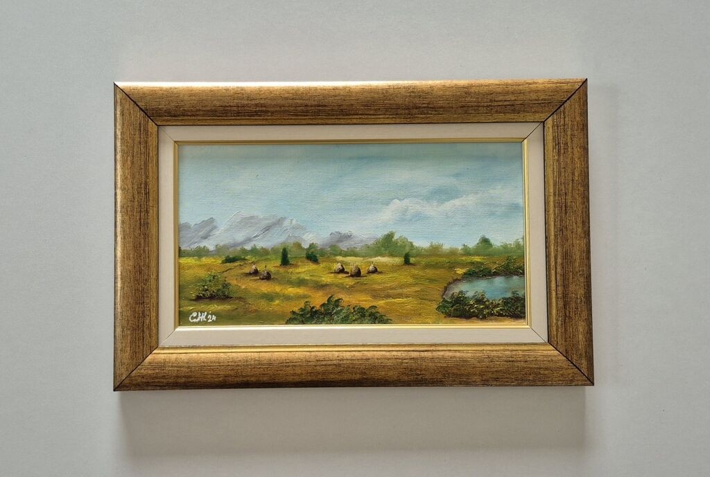 Oil on canvas - Village landscape 1, beautiful painting