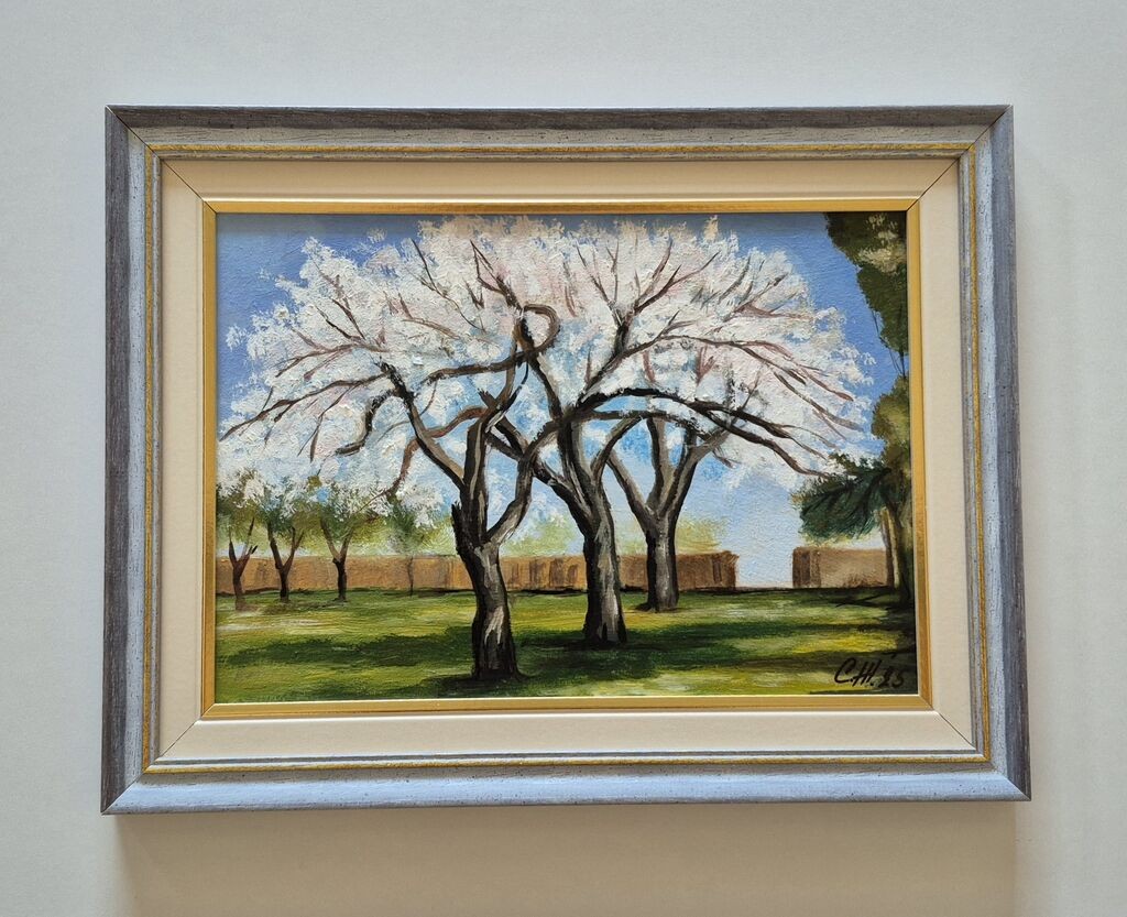 Oil on canvas - Buds of spring, beautiful painting
