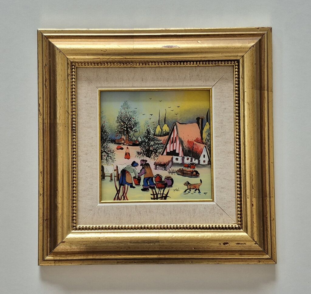 Naiva, oil on glass - Life in the village