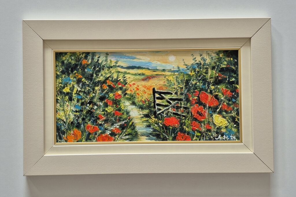 Oil on canvas - Dawn in nature, beautiful