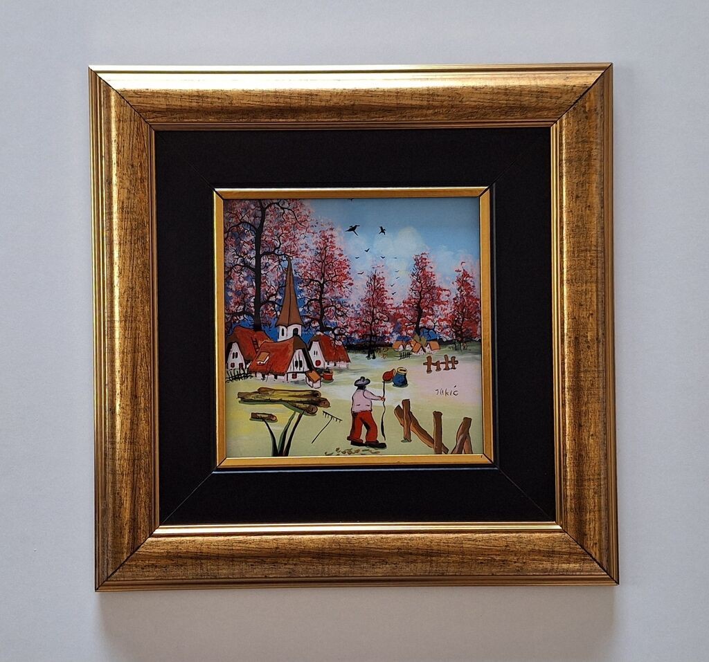 Naiva, oil on glass - Village 10 - Beautiful